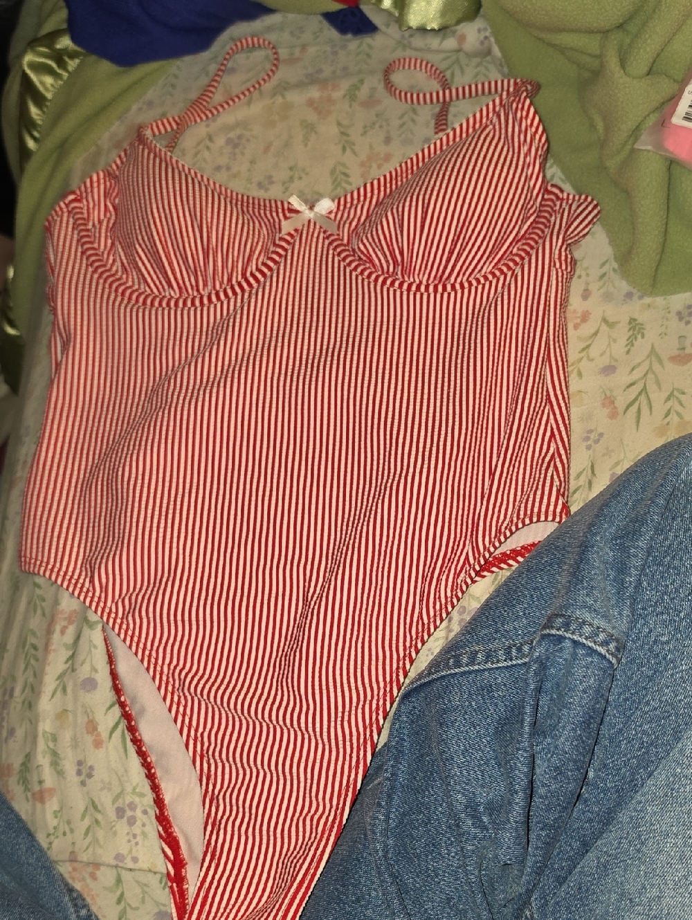 No Boundaries Red and White Striped Girls' One Piece